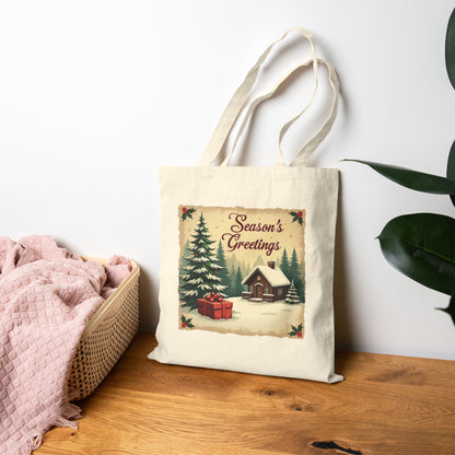 Seasons Greetings Cotton Canvas Tote Bag