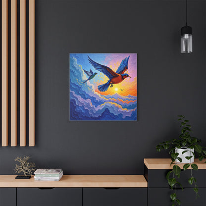 Satin Canvas Wall Art - Birds Design