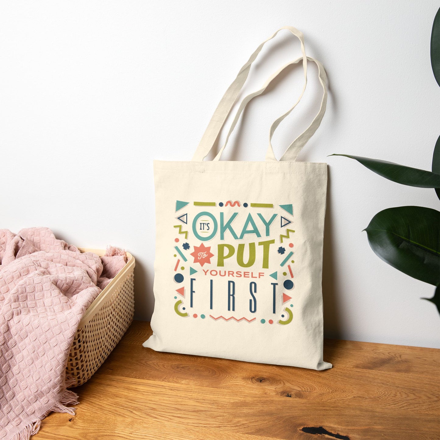 Motivational Cotton Canvas Tote Bag — Inspirational Quote Shopper Tote