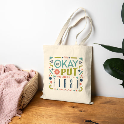 Motivational Cotton Canvas Tote Bag — Inspirational Quote Shopper Tote