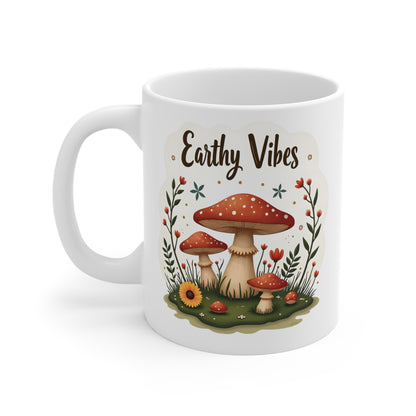 Earty Vibes Ceramic Mug — 11oz Earthy Aesthetic Coffee Cup