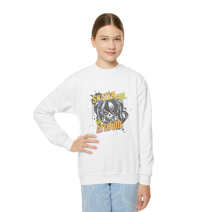 Skater Girl Attitude Youth Crewneck Sweatshirt