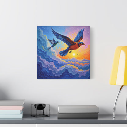 Satin Canvas Wall Art - Birds Design
