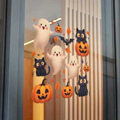 Halloween Die-Cut Stickers, Cute Ghosts & Cats, Kid's Party Favors.