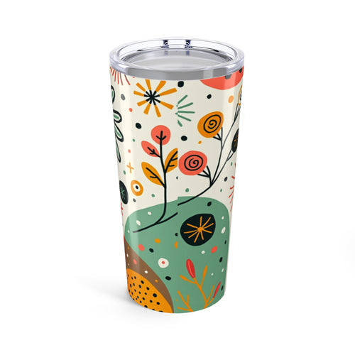 Abstract Floral 20oz Tumbler — Floral Design Stainless Steel Travel Cup