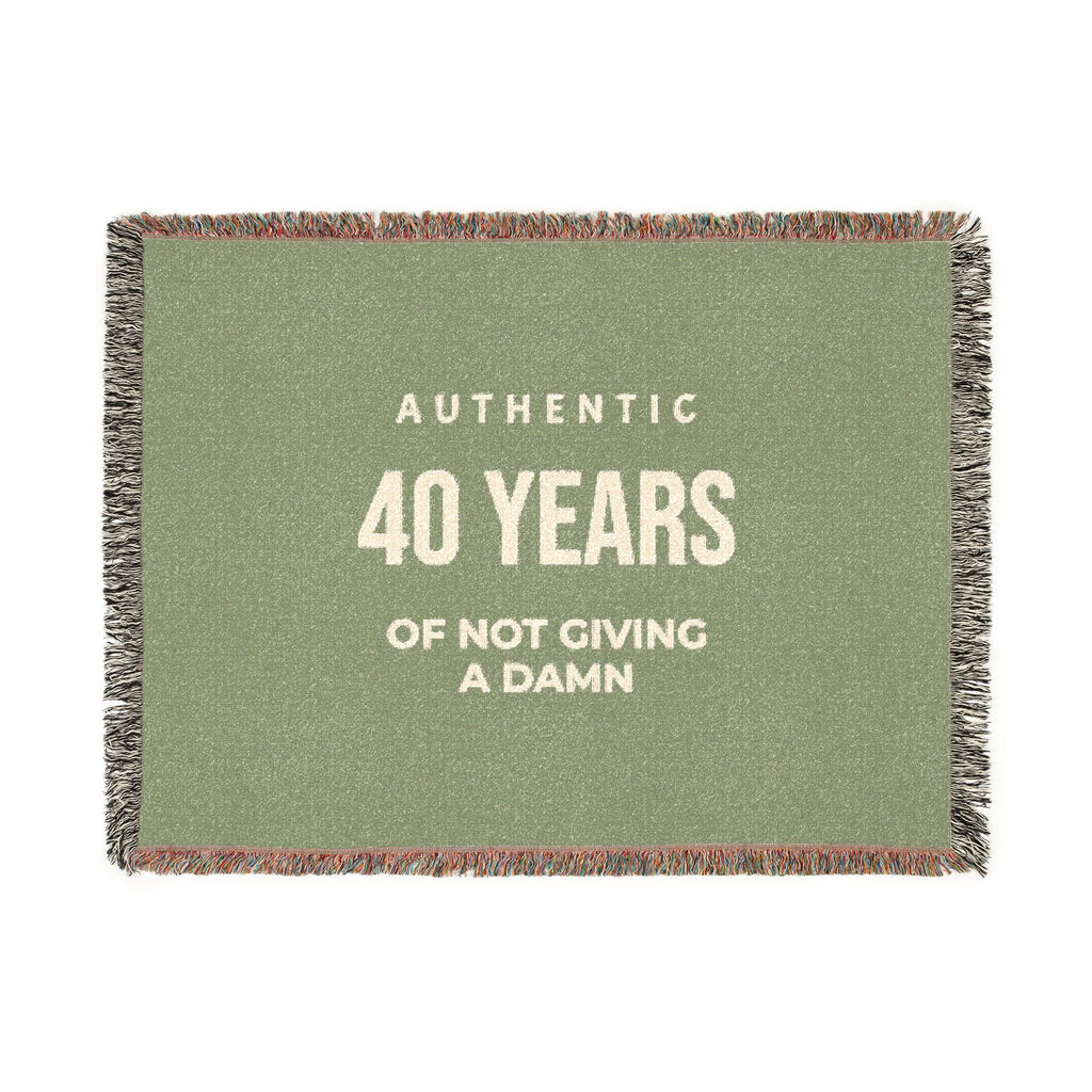40 Years Woven Blanket - Anniversary Throw Blanket with ‘Authentic 40 Years’ Design