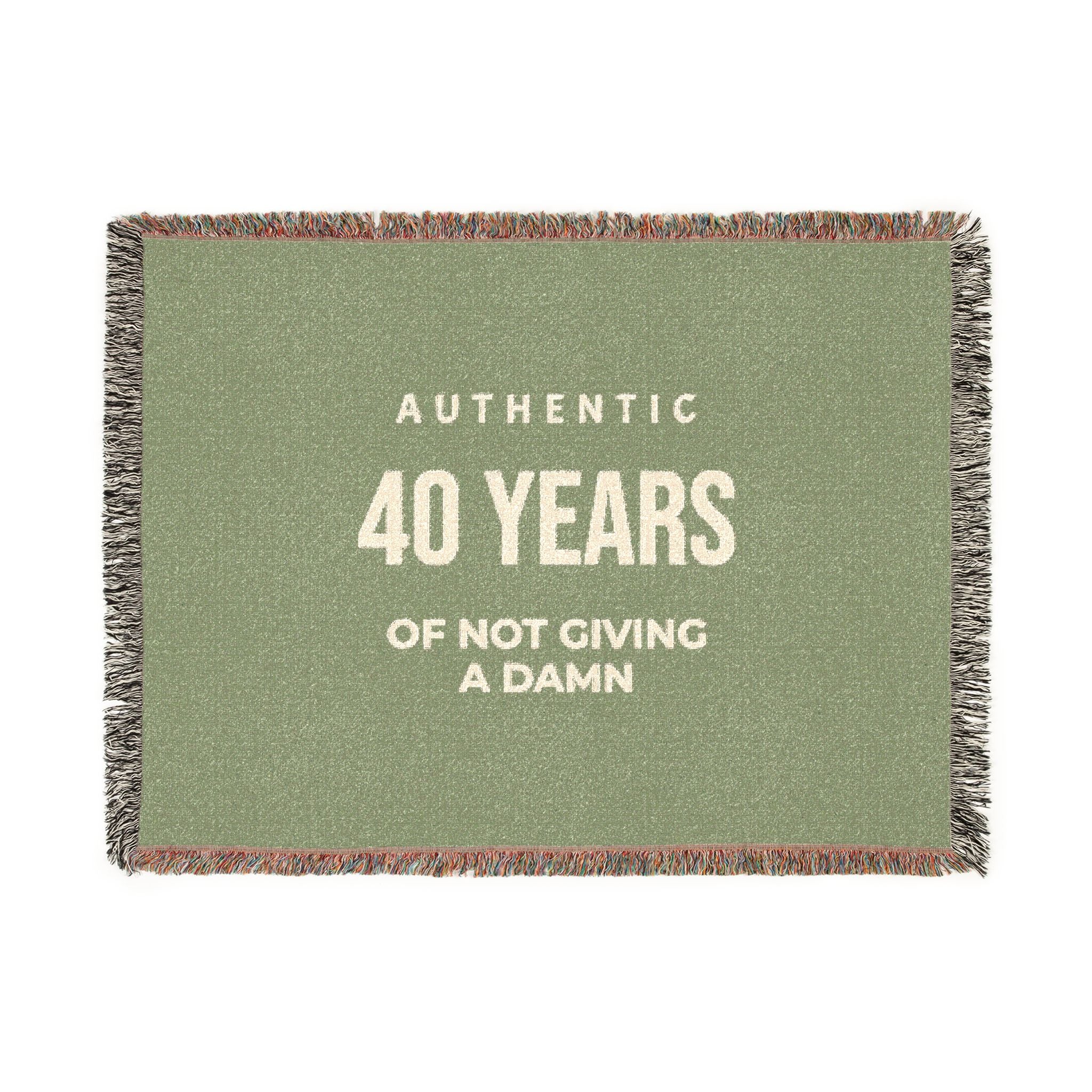 40 Years Woven Blanket - Anniversary Throw Blanket with ‘Authentic 40 Years’ Design