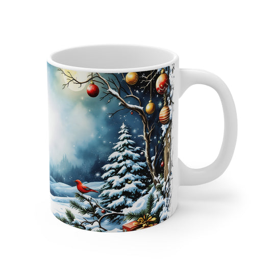 Christmas in the Forest 11oz Mug — Festive Woodland Holiday Coffee Cup