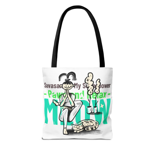 Pet Lover Tote Bag - Paws and Relax Yoga Design