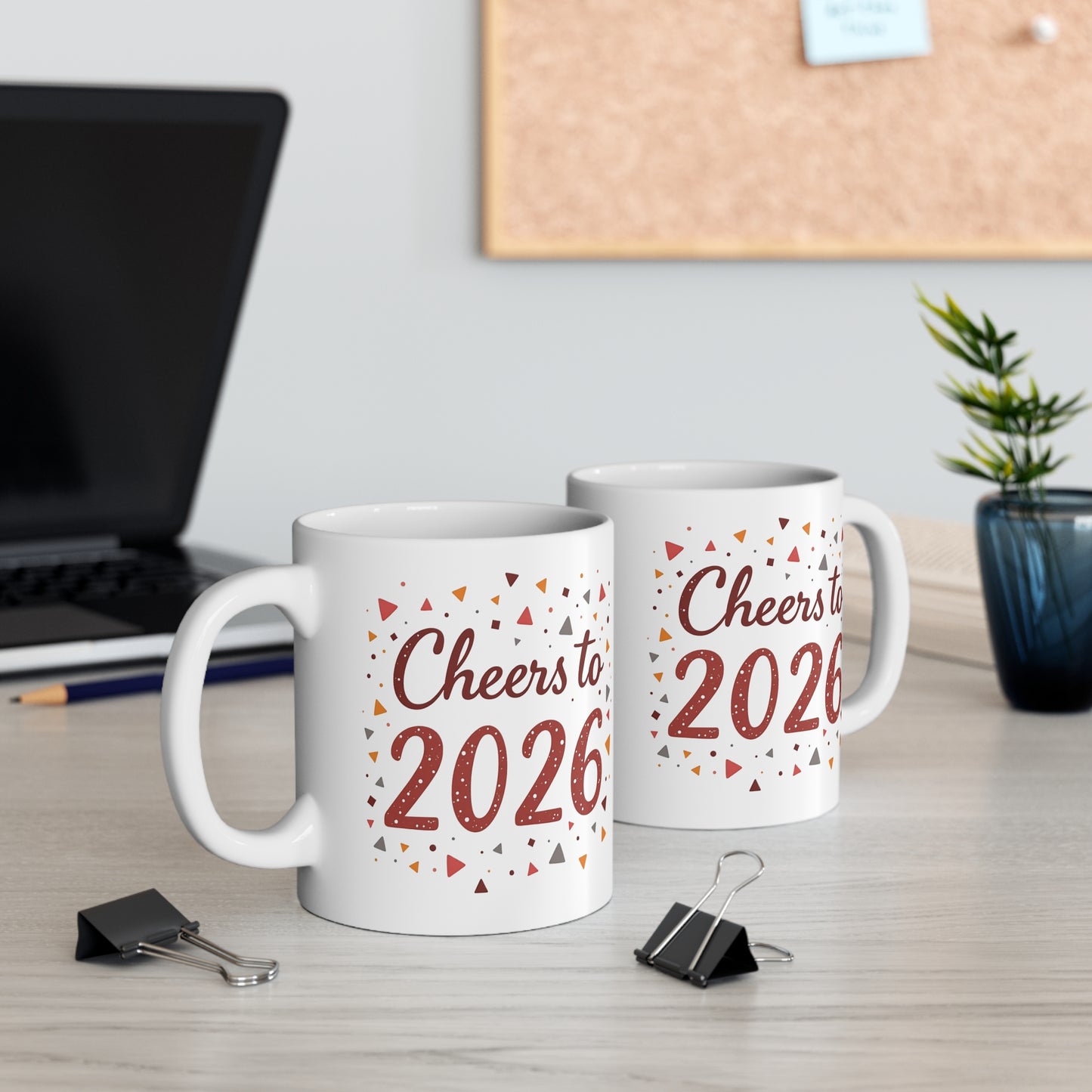 Cheers to 2026 Ceramic Mug — 11oz New Year Celebration Coffee Cup
