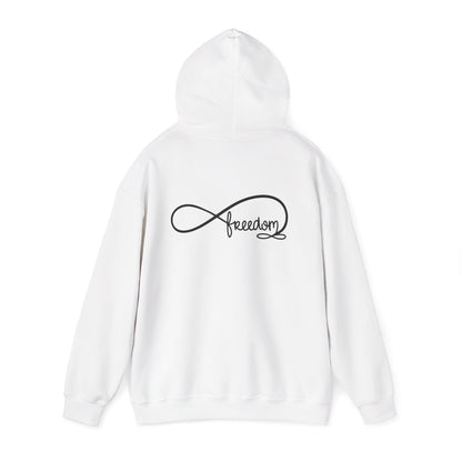 Freedom Infinity Hoodie — Minimal Script Back & Chest Logo