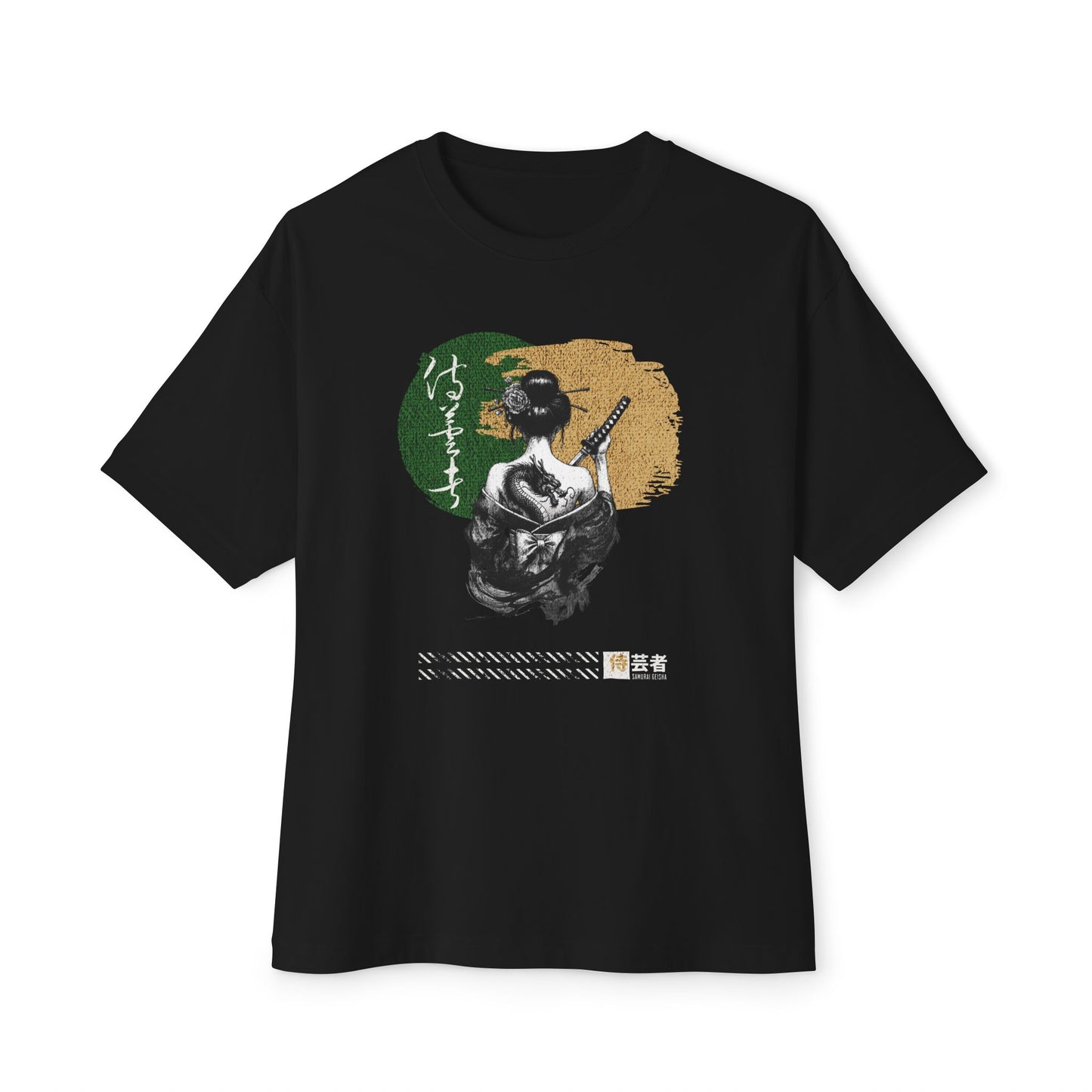 Oversized Boxy Tee with Geisha Design