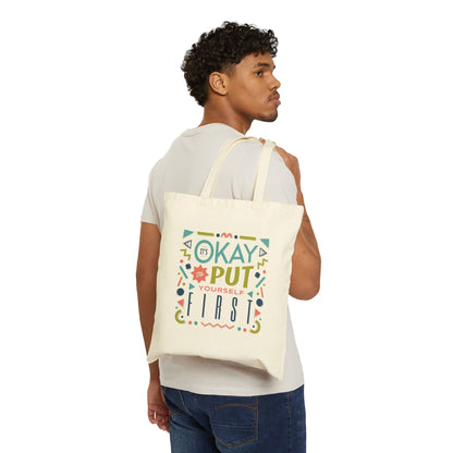Motivational Cotton Canvas Tote Bag — Inspirational Quote Shopper Tote