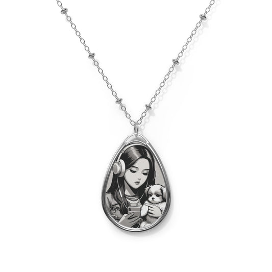 Oval Pendant Necklace for Women – Pet Portrait Jewelry, Unique Gift for Dog Moms, Animal Lovers & Stylish Accessories