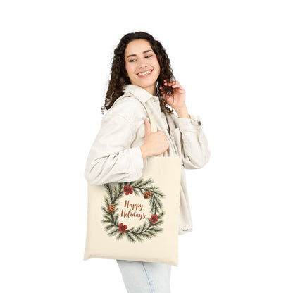 Happy Holidays Cotton Canvas Tote Bag