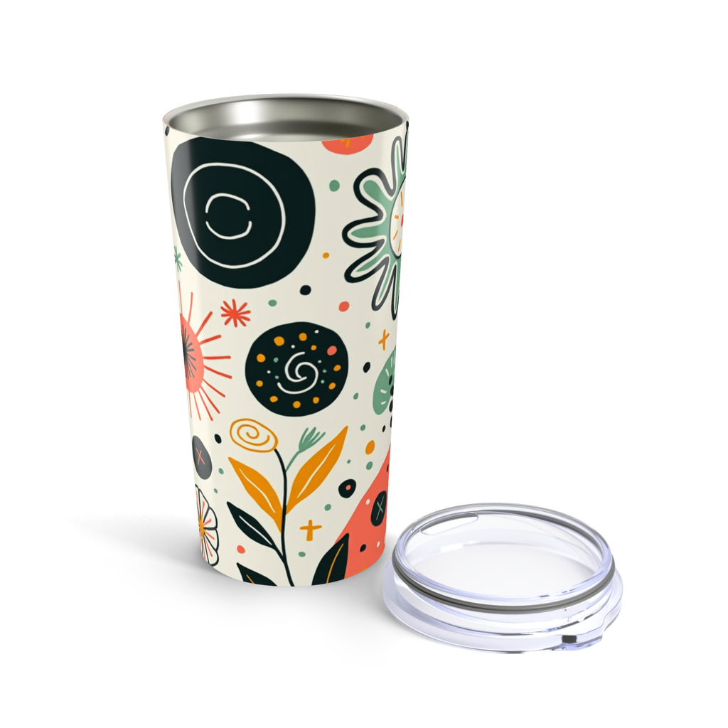 Abstract Floral 20oz Tumbler — Floral Design Stainless Steel Travel Cup