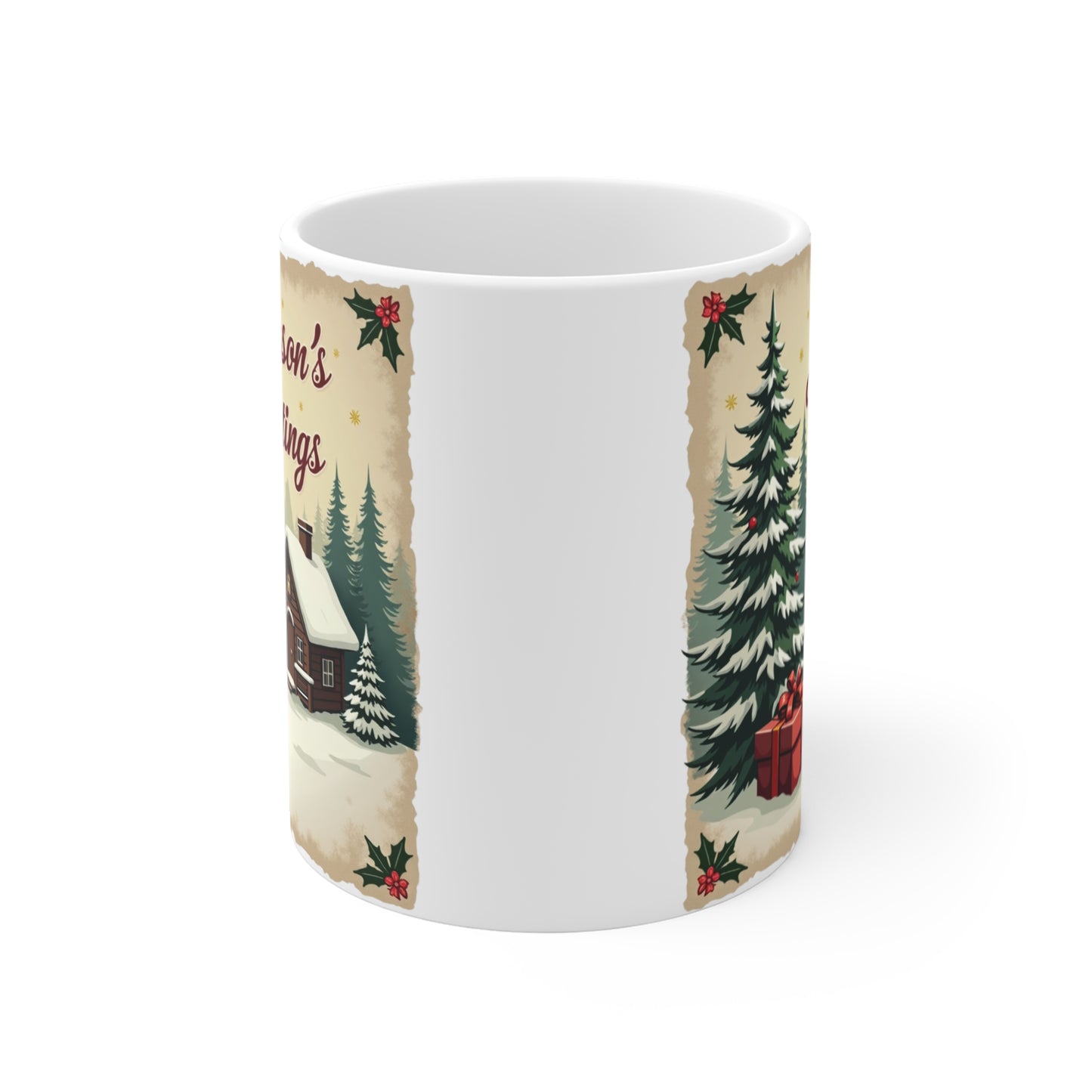 Seasons Greetings Mug — 11oz Holiday Coffee Cup
