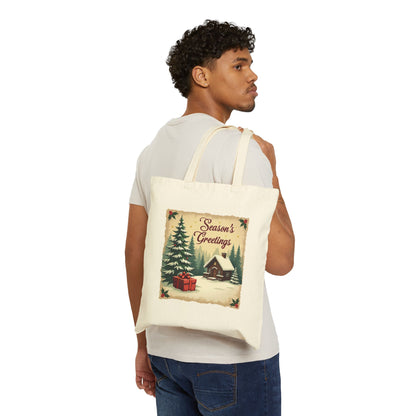 Seasons Greetings Cotton Canvas Tote Bag
