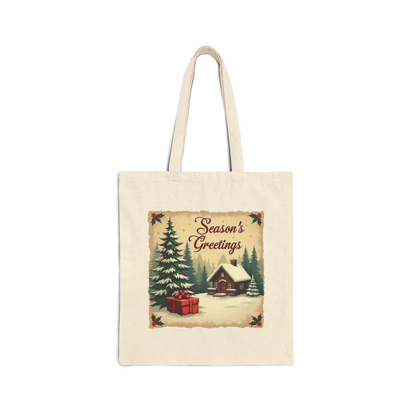 Seasons Greetings Cotton Canvas Tote Bag