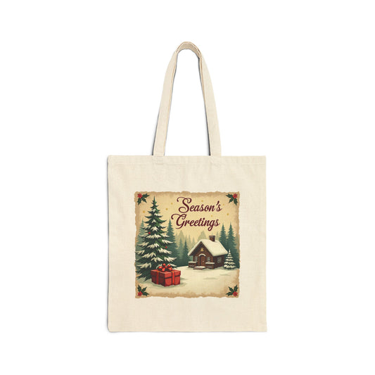 Seasons Greetings Cotton Canvas Tote Bag