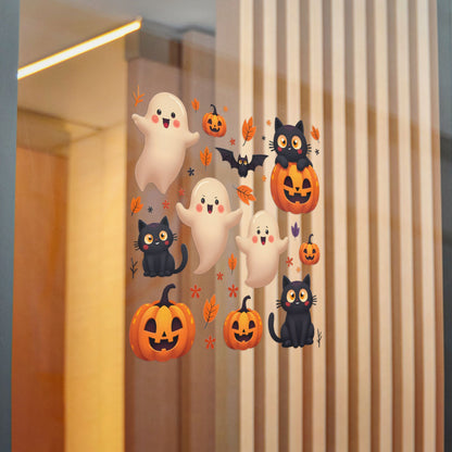 Halloween Die-Cut Stickers, Cute Ghosts & Cats, Kid's Party Favors.
