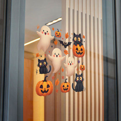 Halloween Die-Cut Stickers, Cute Ghosts & Cats, Kid's Party Favors.