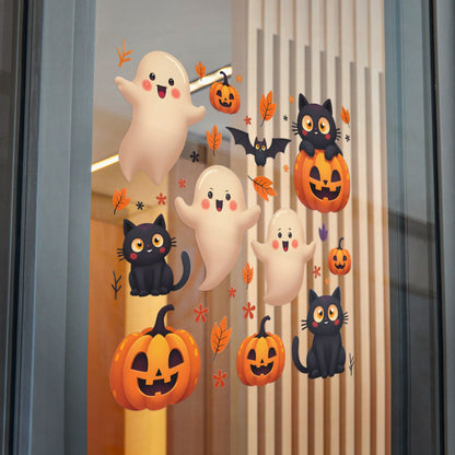 Halloween Die-Cut Stickers, Cute Ghosts & Cats, Kid's Party Favors.