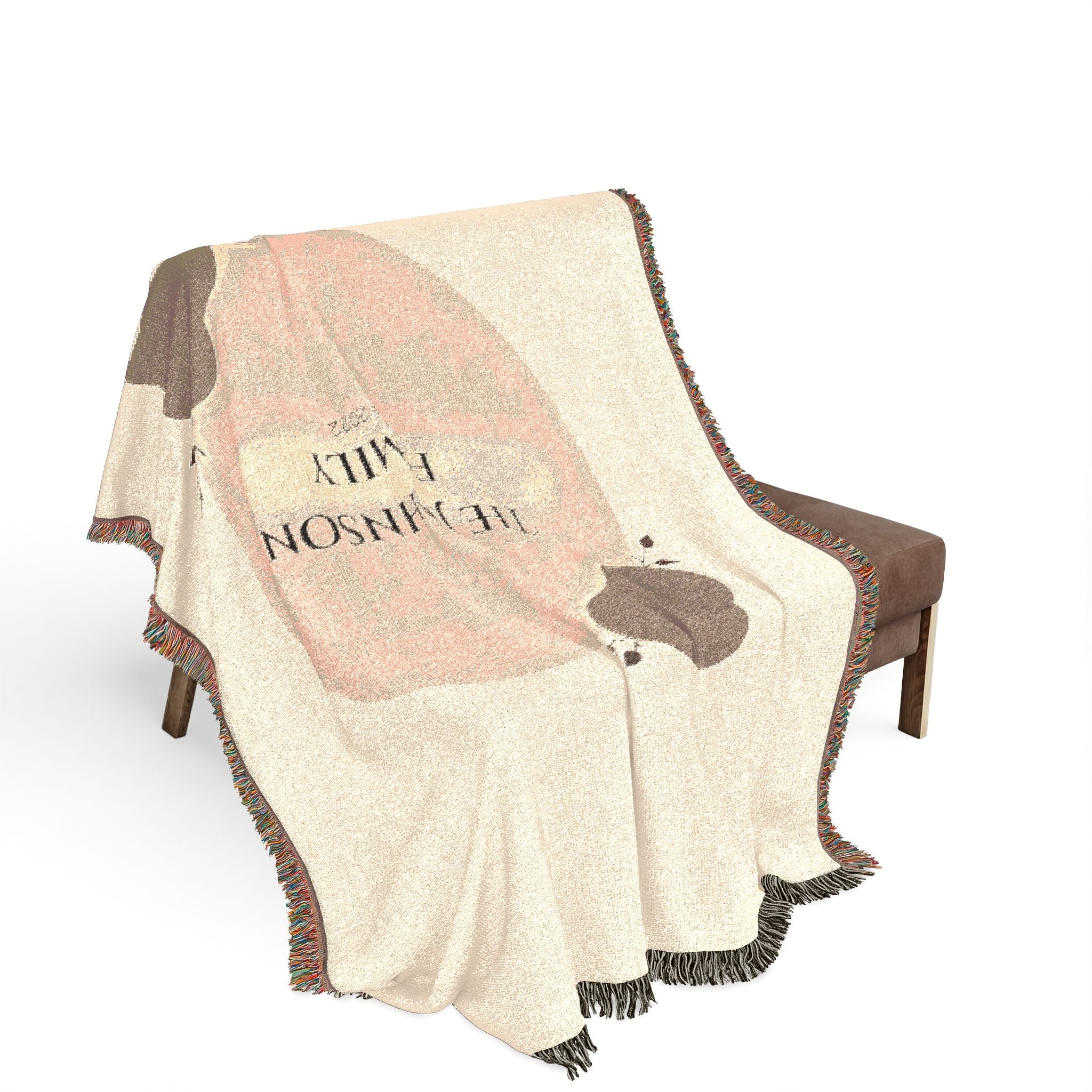 Personalized Family Woven Blanket  Custom Name Cozy Throw