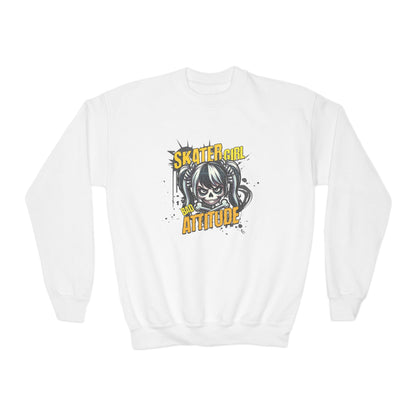 Skater Girl Attitude Youth Crewneck Sweatshirt