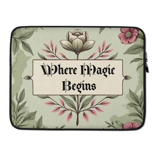 Magical Laptop Sleeve – Where Magic Begins Quote Design