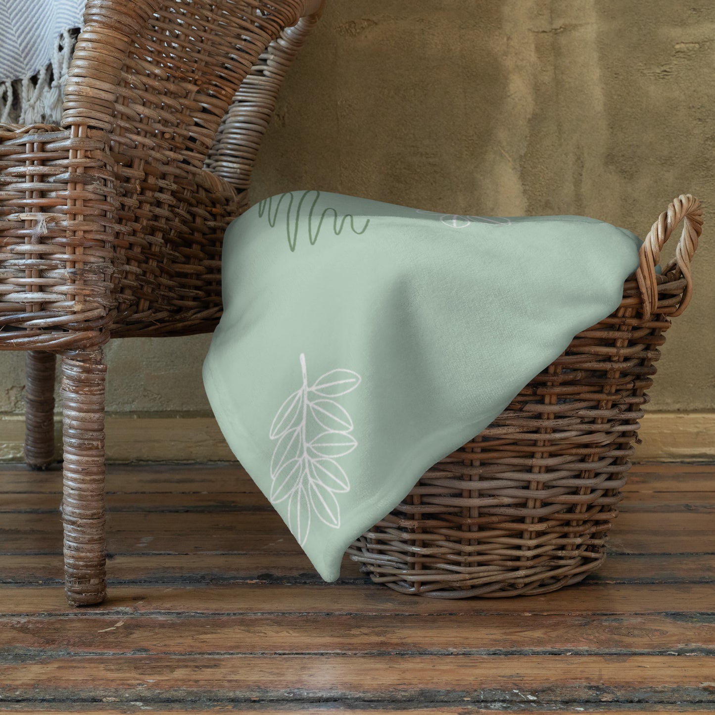 "Bloom & Unwind" Pastel Eucalyptus Leaf Throw  Blanket 60"x 80"