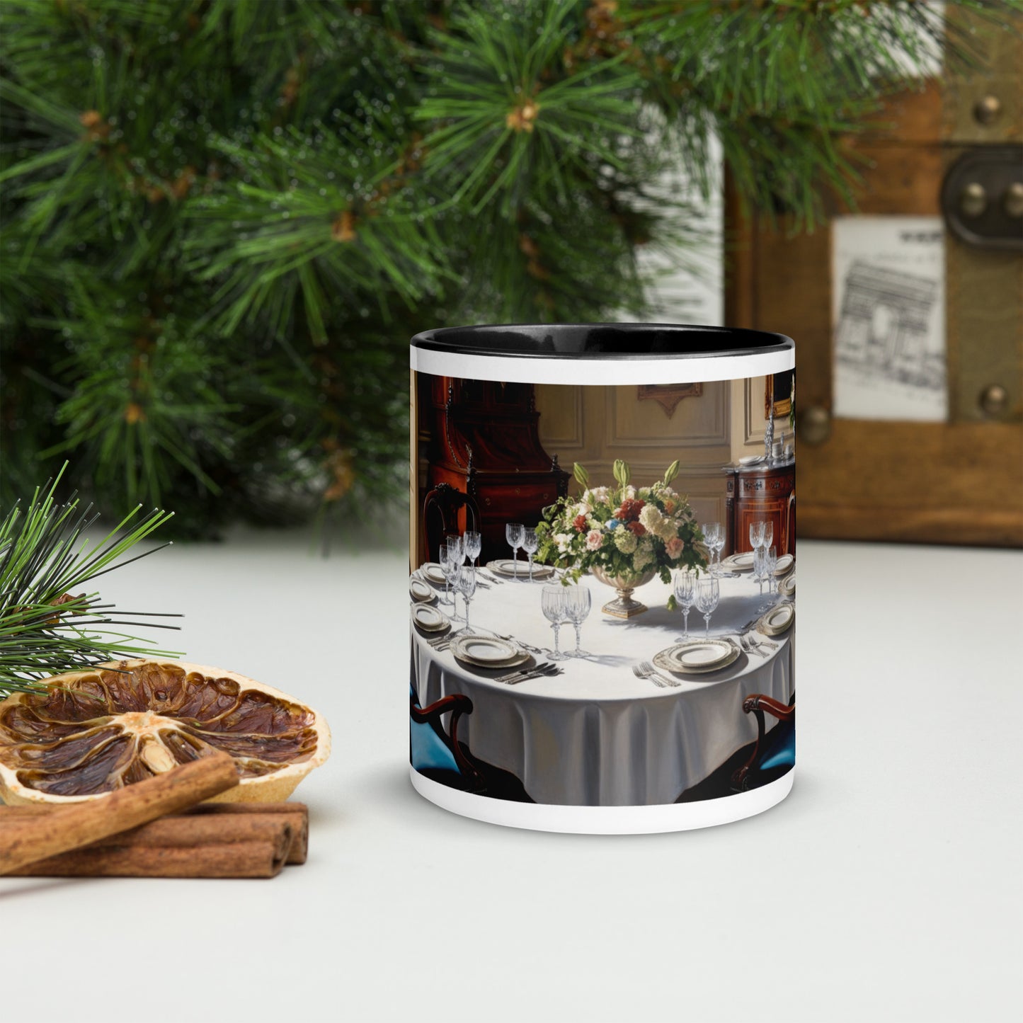 Old World Charm Mug with Color Inside, Black